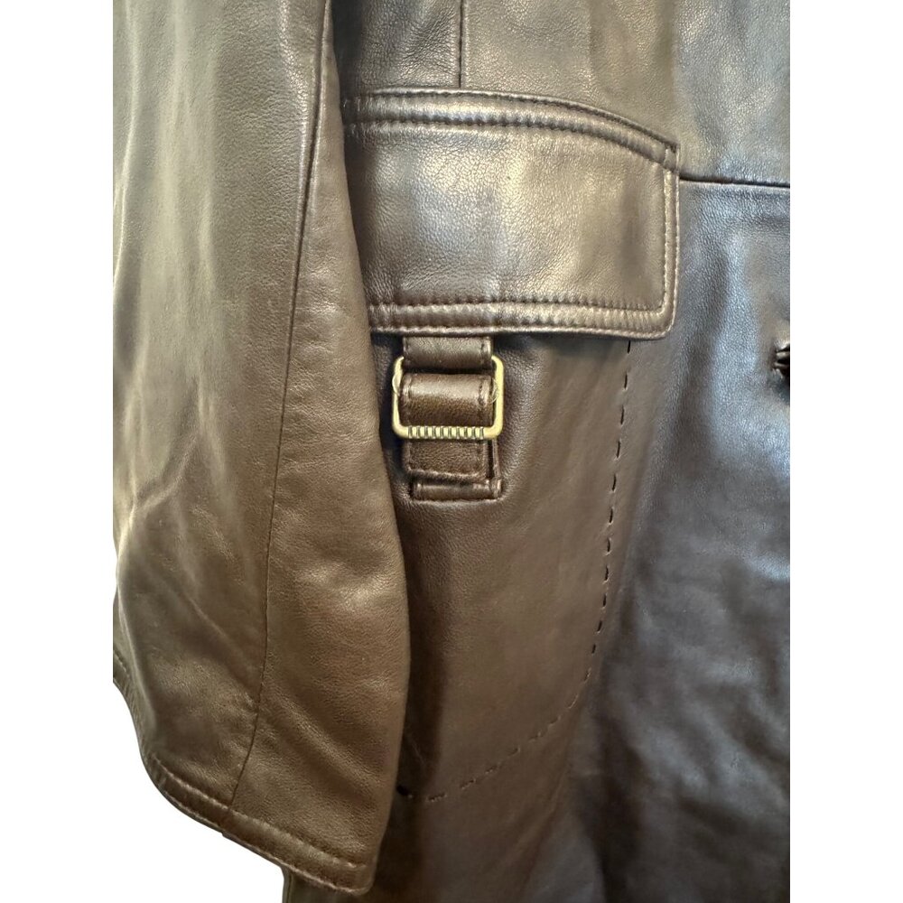 Wilsons Leather Brown Medium Womens Button-Up Coat With Pockets & Belt Detail - Picture 6 of 8